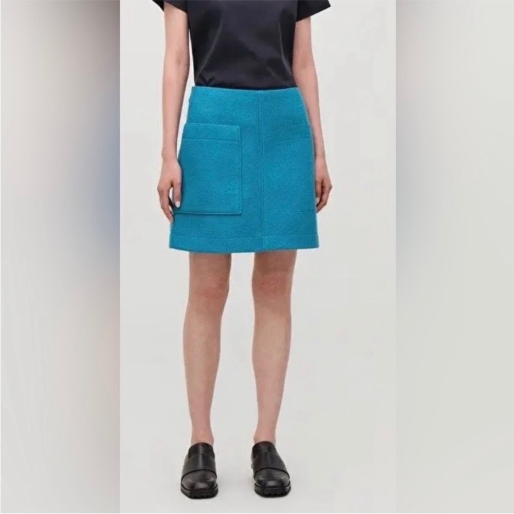 COS Blue 100% Woolen A-line Mini Skirt size 4